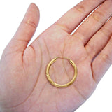 14K Yellow Gold Real Diamond Cut 2mm Snap Closure Hoop Earrings Endless 0.9gram 20mm