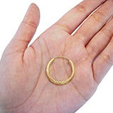 14K Yellow Gold Real Diamond 2mm Cut Snap Closure Hoop Earrings Endless 0.8gram 18mm