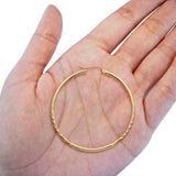 14K Yellow Gold Diamond Cut Real 2mm Snap Closure Hoop Earrings Hinged 1.8grams 35mm