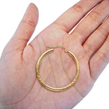 Diamond Cut Real 14K Yellow Gold 2mm Snap Closure Hoop Earrings Hinged 1.5grams 30mm
