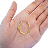 14K Yellow Gold Real Diamond Cut 2mm Snap Closure Hoop Earrings Hinged 1.1grams 20mm