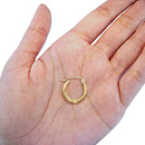 Diamond Cut Yellow 14K Gold Real 2mm Snap Closure Hoop Earrings Hinged 0.7gram 13mm