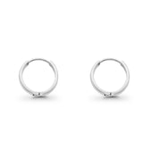 14K White Gold Real 2mm Attractive Plain Huggies Earrings Hinged 1gm 13mm
