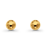 Yellow 14K Gold Real 8mm Disco Ball Earrings With Push Back 1.4grams