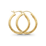 14K Yellow Gold Real 3.5mm Diamond Cut Snap Closure Hoop Earrings Hinged 1.6grams 22mm