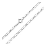 8MM 200 Rhodium Finished Figaro .925 Sterling Silver Chain Lengths 8"-28"