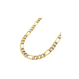 4MM Pave Figaro Chain Yellow Gold 925 Sterling Silver 7-32 Inches