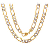 3MM Pave Figaro Yellow Gold Chain .925 Sterling Silver Length 7"-30" Inches