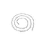 11MM 250 Flat Pave Curb Chain .925 Solid Sterling Silver Sizes 8"-30" Inches