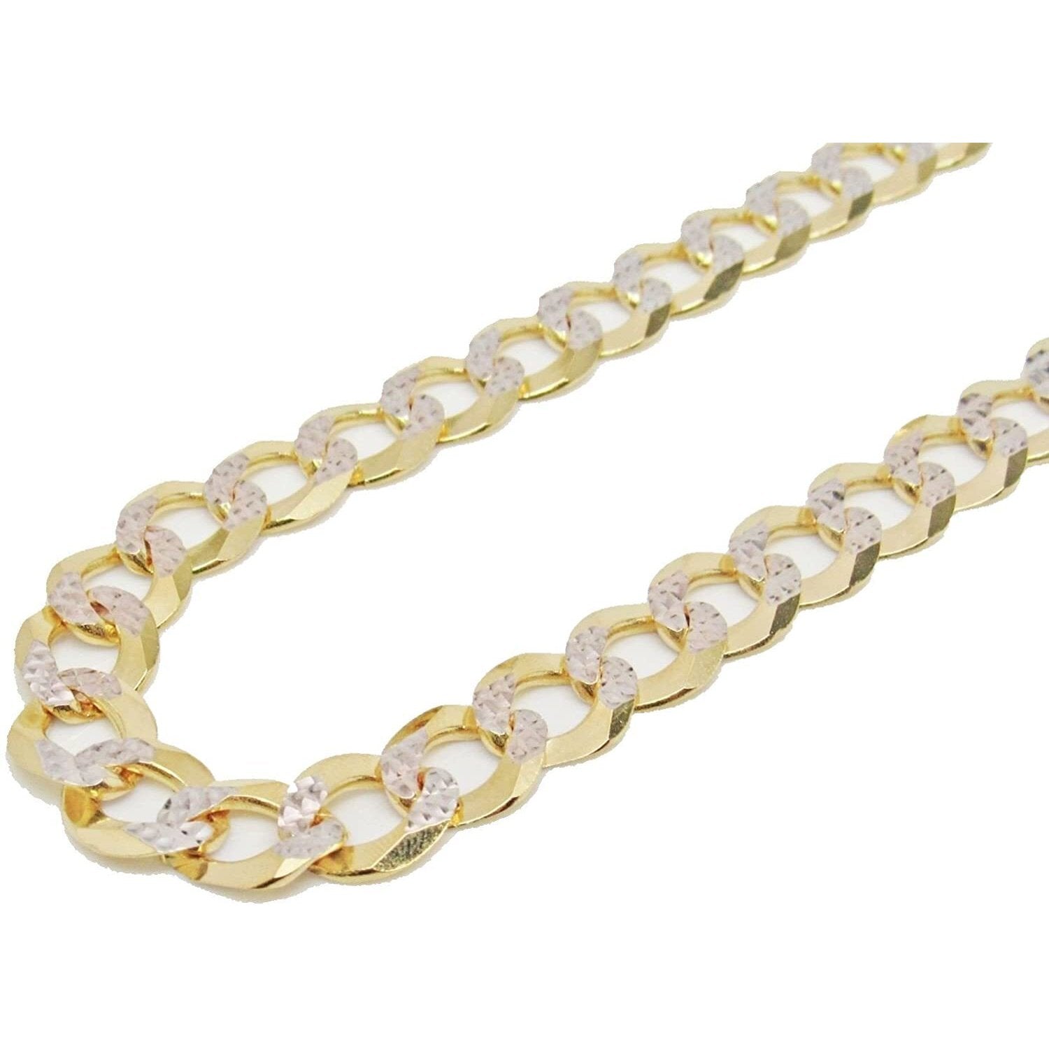 11MM Yellow Gold Flat Pave Curb Chain
