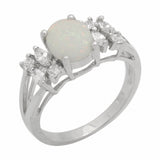 Oval Engagement Ring Princess Lab Created White Opal 925 Sterling Silver