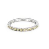 Full Eternity Stackable Band Round Simulated Yellow CZ Ring 925 Sterling Silver
