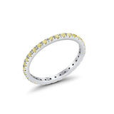 Full Eternity Stackable Band Round Simulated Yellow CZ Ring 925 Sterling Silver