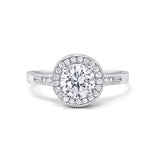 Halo Art Deco Wedding Engagement Ring Round Simulated Cubic Zirconia 925 Sterling Silver