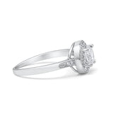 Halo Art Deco Wedding Engagement Ring Round Simulated Cubic Zirconia 925 Sterling Silver