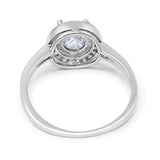 Halo Art Deco Wedding Engagement Ring Round Simulated Cubic Zirconia 925 Sterling Silver