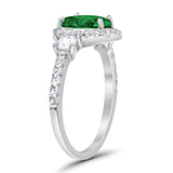 3-Stone Teardrop Ring Pear Simulated Green Emerald CZ 925 Sterling Silver