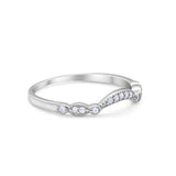 Art Deco Curved Wedding Band Eternity Ring Simulated CZ 925 Sterling Silver