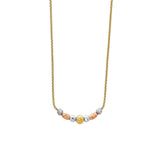 14K Tri Color Gold Necklace 17" + 1" Extension