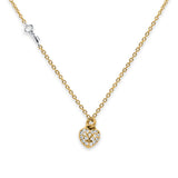 14K Two Tone Gold Micro Pave CZ Necklace 17" + 1" Extension