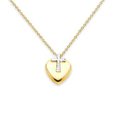 gold cross heart necklace