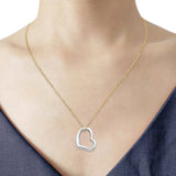 14K Yellow Gold Heart Necklace 17 + 1 Inch Extension