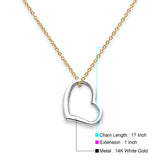 14K Yellow Gold Heart Necklace 17 + 1 Inch Extension