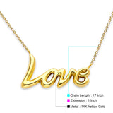 14K Yellow Gold Love Necklace 17" + 1" Extension