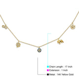 14K Yellow Gold CZ Dangling Light Chain Necklace 17" + 1" Extension