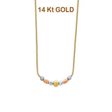 14K Tri Color Gold Necklace 17" + 1" Extension