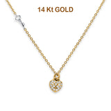 14K Two Tone Gold Micro Pave CZ Necklace 17" + 1" Extension