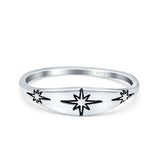 North Star Oxidized Band Solid 925 Sterling Silver Thumb Ring (6mm)