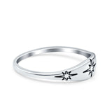 North Star Oxidized Band Solid 925 Sterling Silver Thumb Ring (6mm)