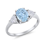 Fashion Promise Simulated Aquamarine CZ Ring 925 Sterling Silver