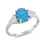Fashion Promise Lab Created Blue Opal Ring 925 Sterling Silver