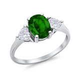 Fashion Promise Simulated Green Emerald CZ Ring 925 Sterling Silver