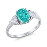 Fashion Promise Simulated Paraiba Tourmaline CZ Ring 925 Sterling Silver