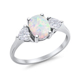 Fashion Promise Lab Created White Opal Ring 925 Sterling Silver