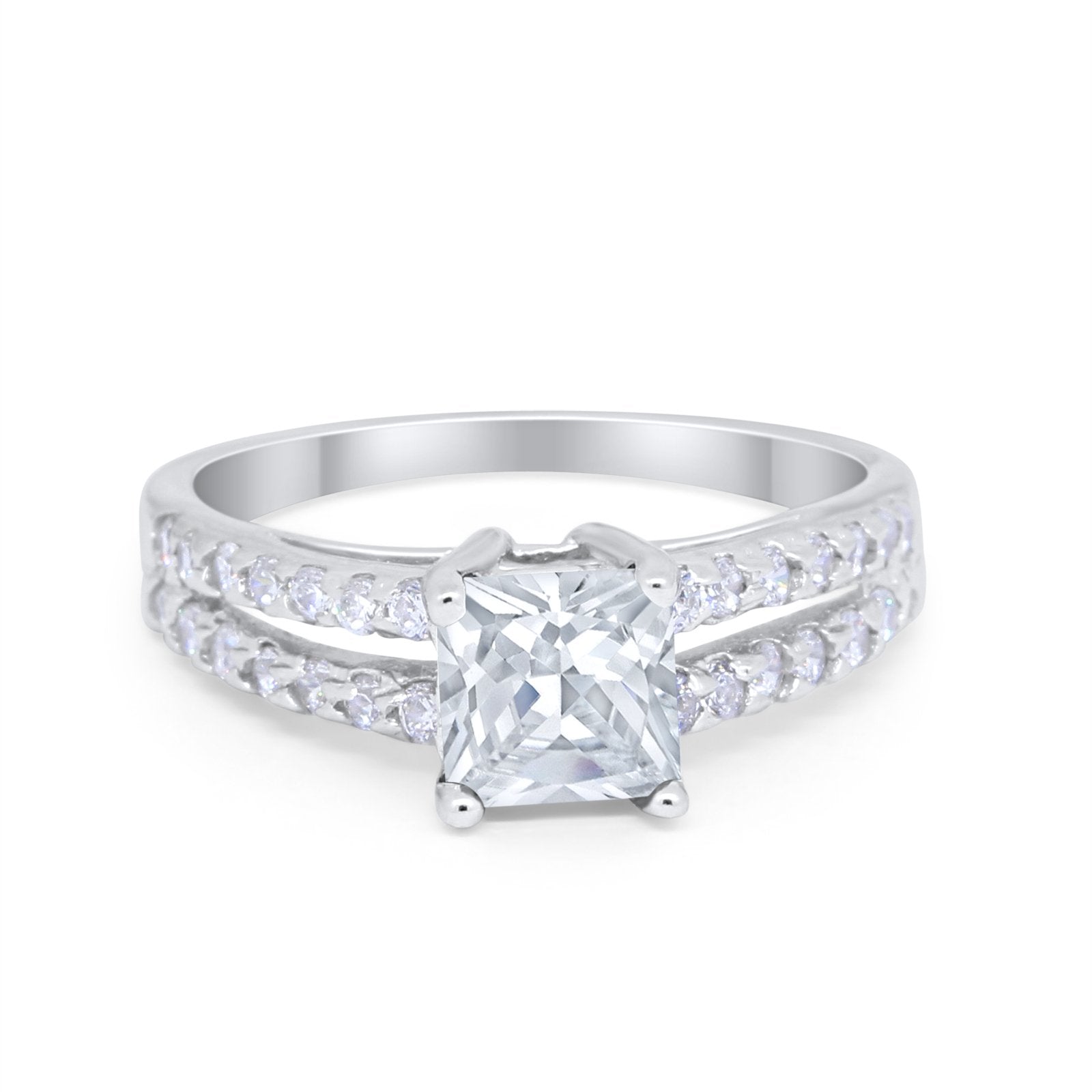 Wedding Engagement Ring Princess Cut Simulated Round CZ 925 Sterling Silver