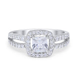 Dazzling Split Shank Engagement Ring Simulated CZ 925 Sterling Silver