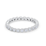 Full Eternity Stackable Wedding Ring Simulated CZ Round 925 Sterling Silver