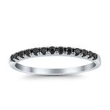 Half Eternity Wedding Band Ring Round Simulated Black CZ 925 Sterling Silver