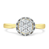 Diamond Cluster Halo Wedding Ring 10K Yellow Gold 0.10ct Wholesale