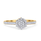 Halo Round Cluster Diamond Wedding Ring 10K Yellow Gold 0.15ct Wholesale