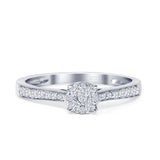 Round Cluster Diamond Wedding Ring 10K White Gold 0.25ct Wholesale