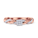 Twisted Rope Cluster Diamond Wedding Ring 10K Rose Gold 0.20ct Wholesale
