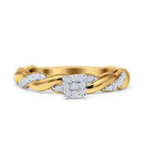 Twisted Rope Cluster Diamond Wedding Ring 10K Yellow Gold 0.20ct Wholesale