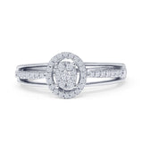 Oval Shaped Halo Cluster Diamond Wedding Ring 10K White Gold 0.25ct Wholesale