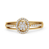 Oval Shaped Halo Cluster Diamond Wedding Ring 10K Yellow Gold 0.25ct Wholesale