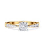 Halo Round Cluster Diamond Wedding Ring 10K Yellow Gold 0.20ct Wholesale